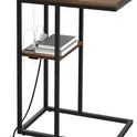 Yoobure C Shaped End Table with Charging Station, Small Side Table for Sofa，26" Tall Tv Tray Couch Table with Storage,Bedside Table with USB Ports