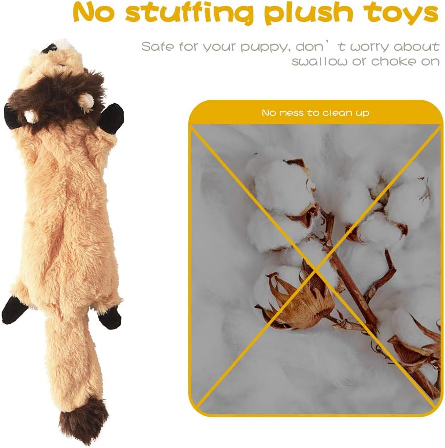Dog Squeak Toys, No Stuffing Plush Dogs Chew Toy Bundle for Small Medium Large Breed Chewer Tough Durable Squeaky Pet Fetch Puppy Teething Chewing