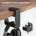 EURPMASK Rotating Headphone Stand - PC Gaming Headset Holder, Adjustable Clamp-on Under Desk Hanger With 360 Degree Swivel & Cable Clip Organizer