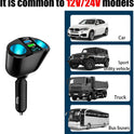 Car Cigarette Lighter Splitter, 2-Socket Cigarette Lighter Adapter with LED Voltmeter, Dual USB QC3.0 Type-C 20W PD Fast Car Charger, 12V/24V