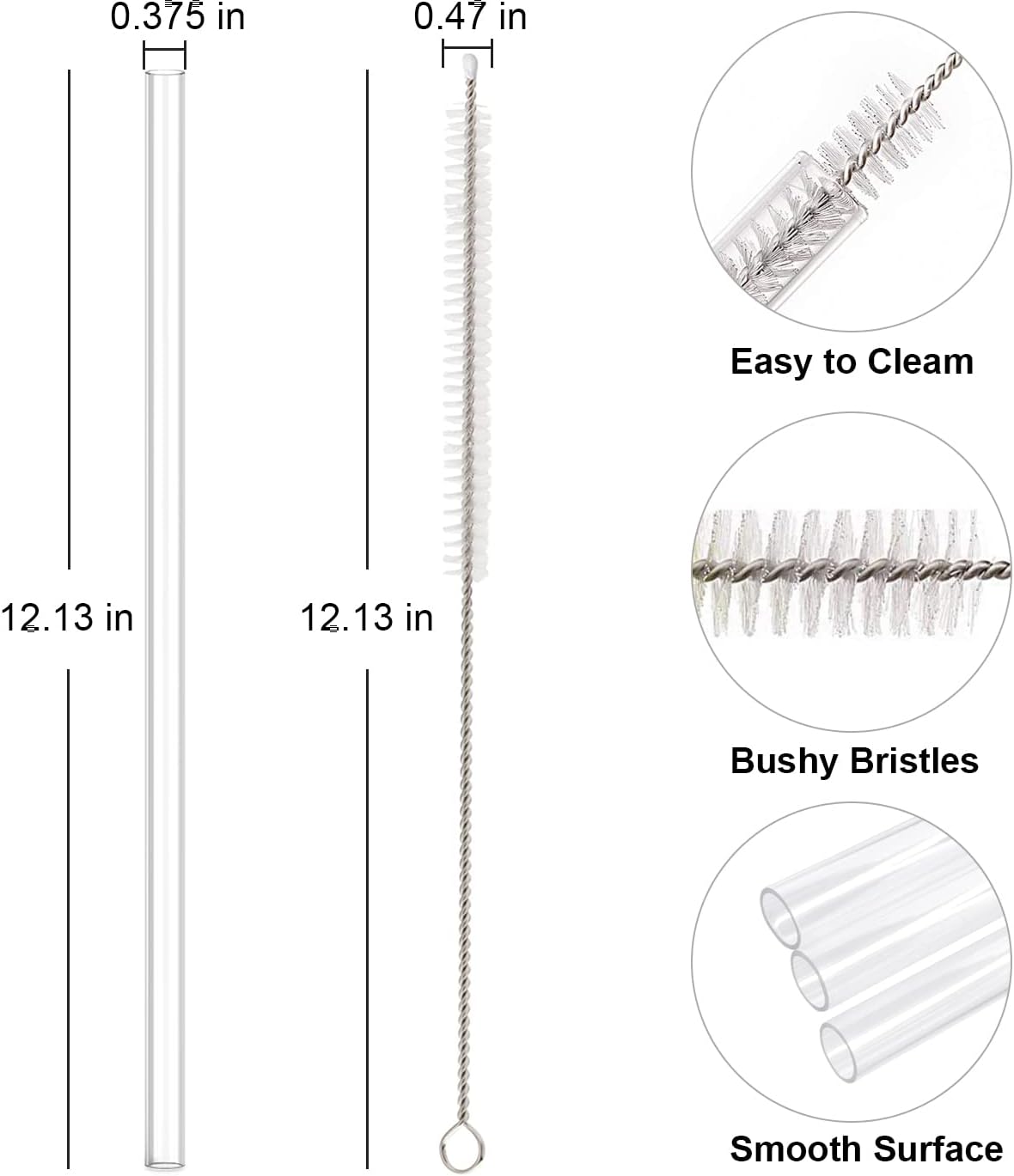 Replacement Straw Compatible with Stanley 40 oz 30 oz Cup Tumbler, 6 Pack Reusable Straw with Cleaning Brush, Plastic, Clear