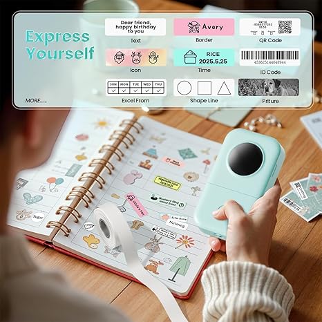 Phomemo Label Maker, D30 Portable Bluetooth Mini Label Printer Machine, Smartphone Handheld Thermal Sticker Small Labeler Multiple Templates Fonts