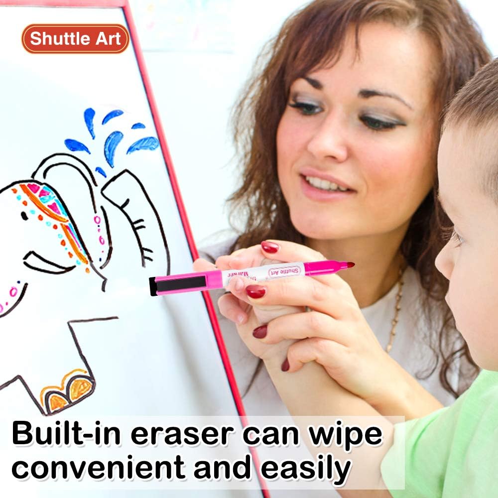 Shuttle Art Magnetic Whiteboard Markers, 20 Pieces Fine Tip and Eraser, Dry Erase Whiteboard Markers, for Writing on Whiteboards, Weekly Planner