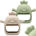 2 Packs Baby Teething Toy Silicone Teething Mitten for Babies Over 3 Months Anti Dropping Wrist Hand Teethers Baby Chew Toys for Sucking Needs, BPA