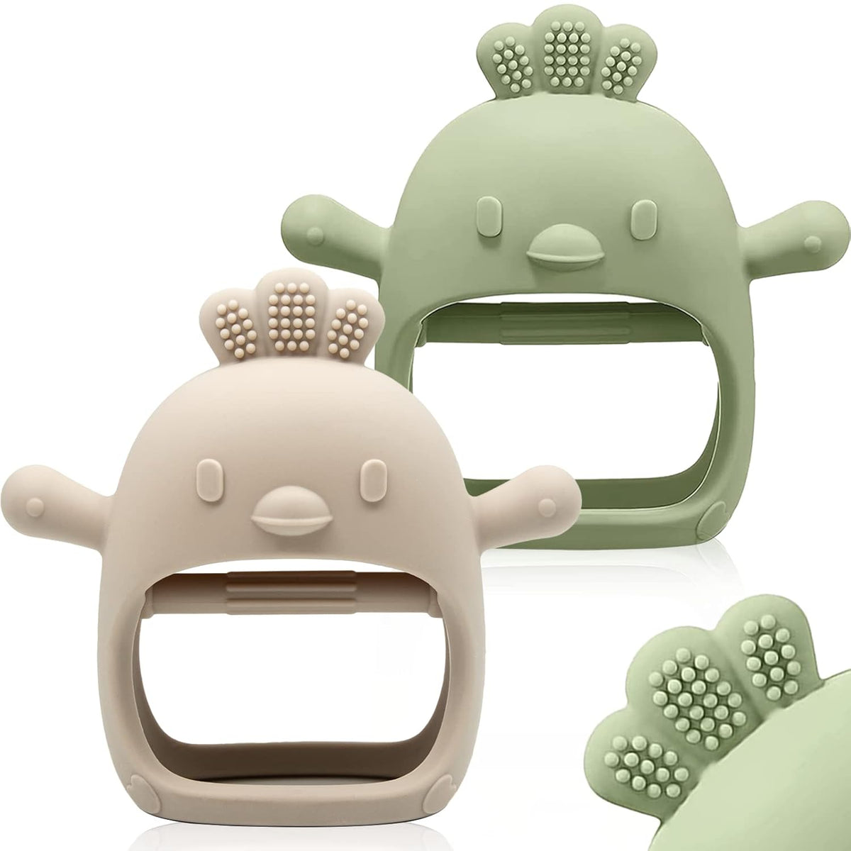 2 Packs Baby Teething Toy Silicone Teething Mitten for Babies Over 3 Months Anti Dropping Wrist Hand Teethers Baby Chew Toys for Sucking Needs, BPA