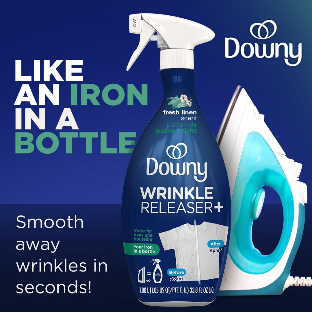 Downy Wrinkle Releaser Spray All In One Wrinkle Release Spray Travel Size, Odor Eliminator, Static Remover Fabric Refresher & Ironing Aid for Clothes