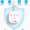 Flat Plug Power Strip, 6ft Ultra Flat Extension Cord - 3 Outlets 4 USB Ports (2 USB C) 22.5W/4.5A Desktop Charging Station, Power Strip No Surge