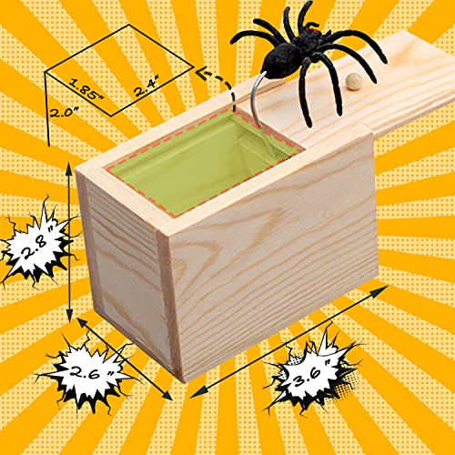 Spider Prank Box Gag Gift, Funny Surprise Gift Box Christmas White Elephant Gifts for Adults Men Women Birthday, Wooden Jump Scare Toys for Kids Ages