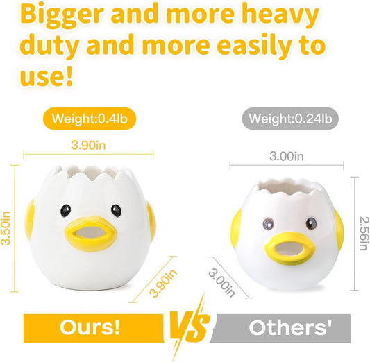LuoCoCo Cute Egg Separator, Ceramics Vomiting Chicken Egg Yolk White Separator, Practical Household Small Egg Filter Splitter, Kitchen Gadget Baking