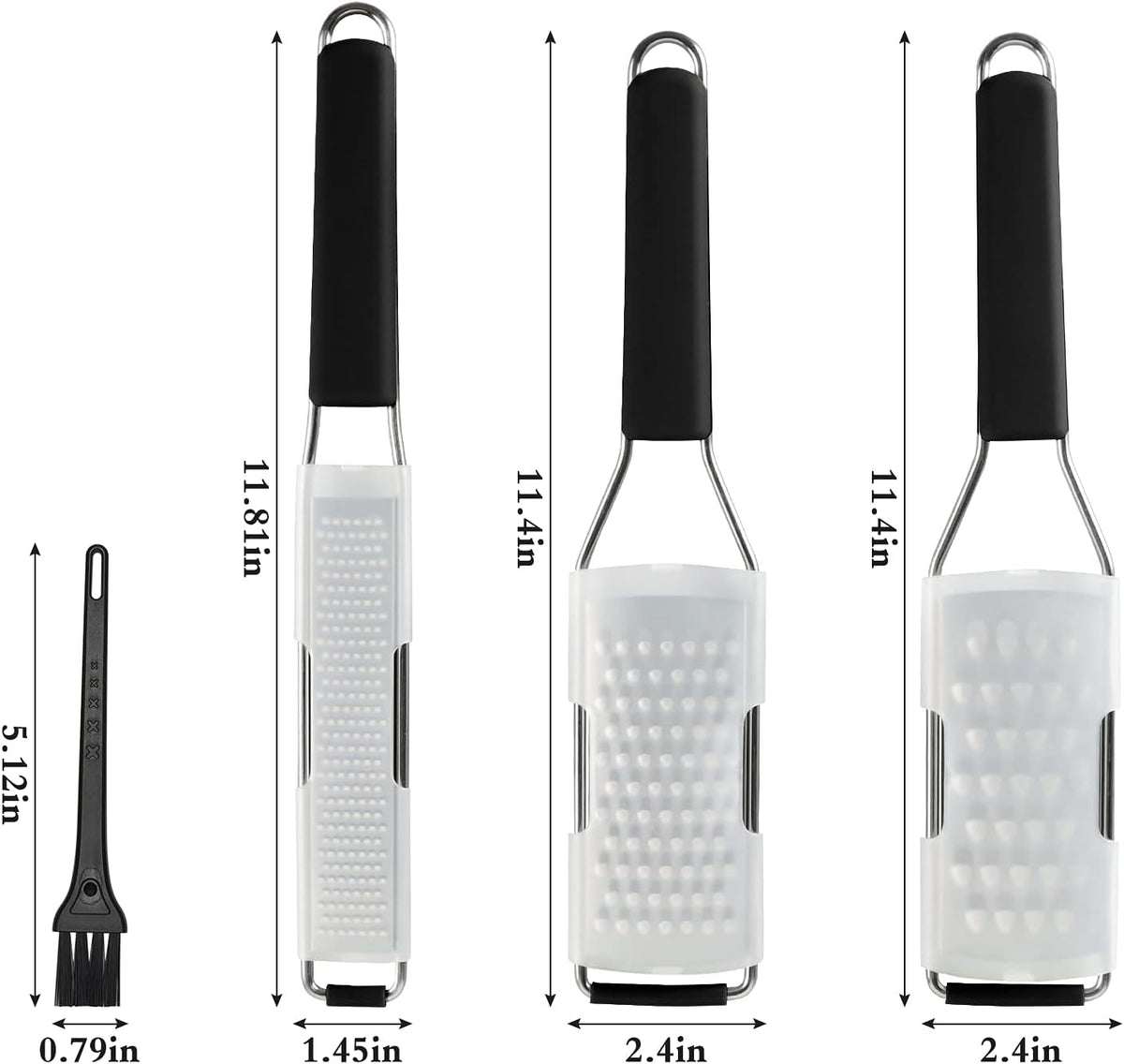 Cambom Lemon Zester Grater Three-piece Suit - Heavy Duty Kitchen Tool for Parmesan Cheese, Ginger, Garlic, Nutmeg, Chocolate