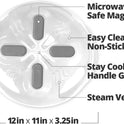 HOVER COVER Magnetic Splatter Cover, 12-Inch Clear BPA-Free Food Lid, Vented Plate Guard with Steam Vents, Anti-Splash Microwave Lid, Dishwasher