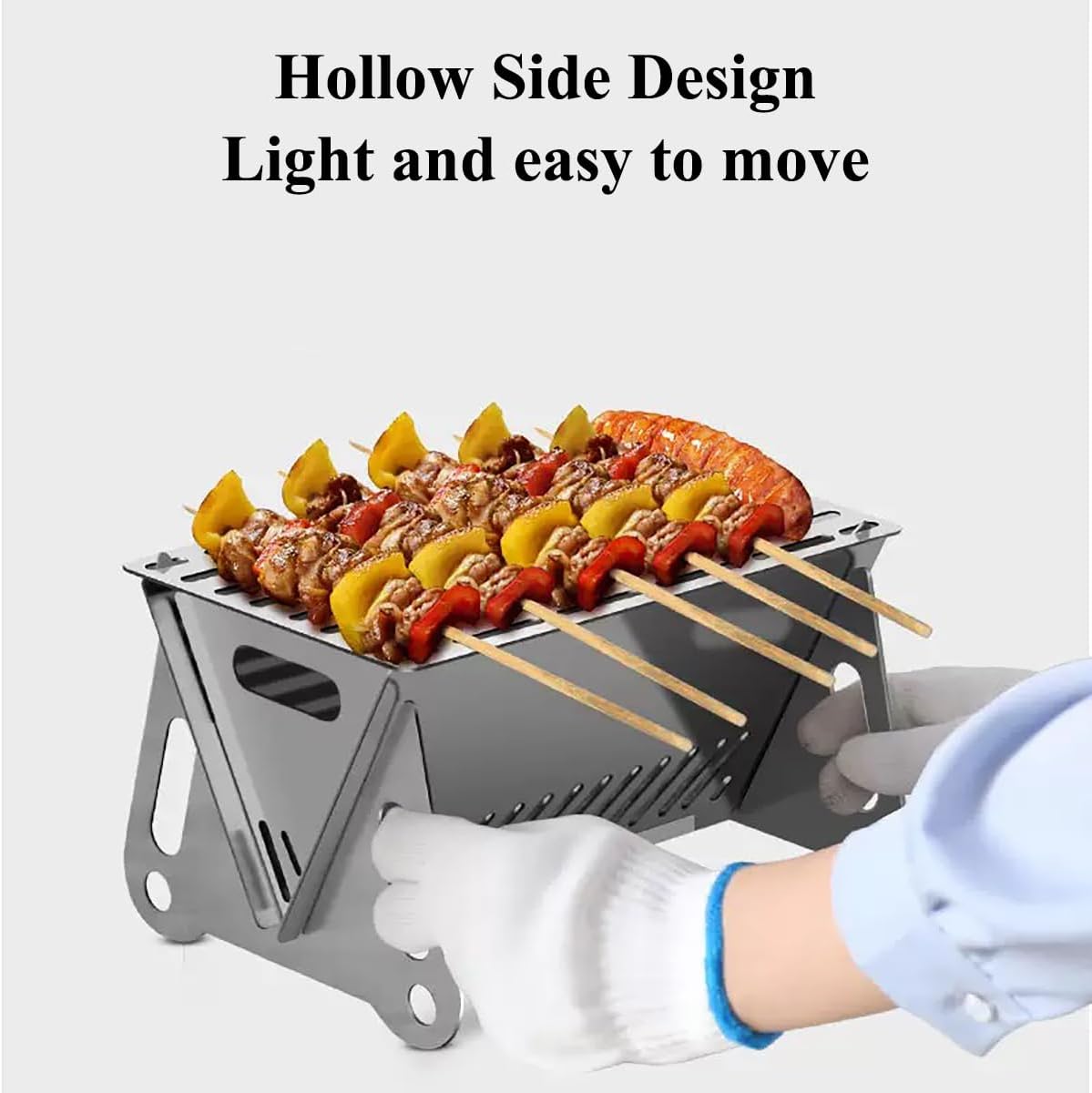 WINB Portable Folding BBQ Grill for 1-2 People - Mini Charcoal Grill for Camping, Compact Stainless Steel Fire Pit with Carry Bag, Outdoor Grill