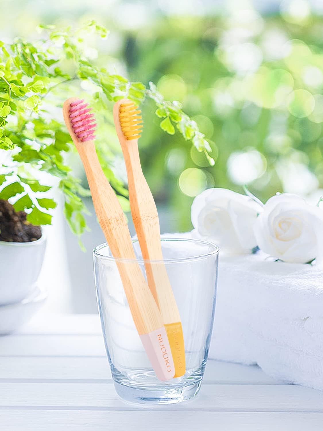 Kids Toothbrush Bamboo Toothbrushes 6 Pack - Organic Compostable Tooth Brush Wooden Baby Toddler Toothbrush, Eco-Friendly Natural Biodegradable Soft