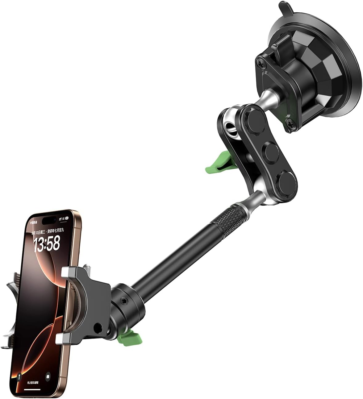 MAGIC JOHN Car Phone Holder, Ultra-Durable Mteal Phone Holders for Your Car, 360° Rotation Cell Phone Car Mount for Windshield, Suction Cup Car Phone