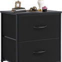 DUMOS Nightstand Small Dresser with 2 Fabric Drawers Side Tables Bedroom End Table Bedside Storage Furniture for 20 inch Tall Night Stand for