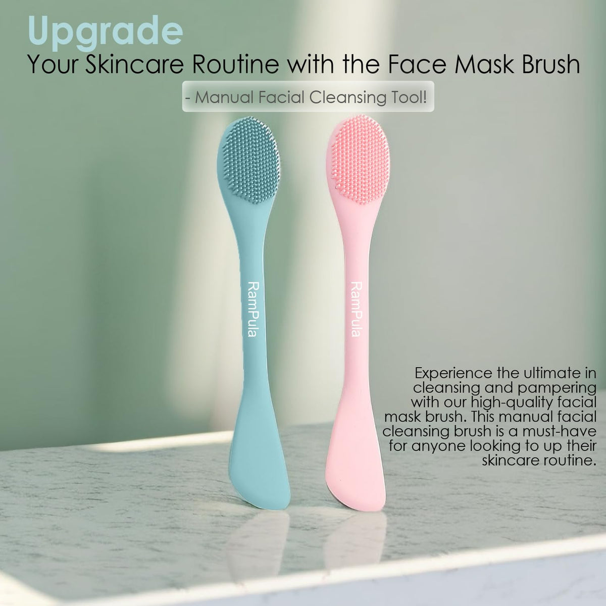 Facial Cleansing Brush, 2 in 1 Silicone Face Mask Brush & Face Scrubber, For Exfoliating, Massaging, Remove Blackheads, Makeup Skincare Removal