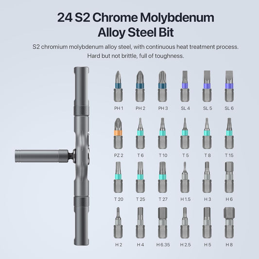 24 in 1 Magnetic Screwdriver Set, DIY Ratchet Mini Removable Self-Assembly Precision Screwdriver Tool Kit, Magnetic DIY Precision Tool Kit with