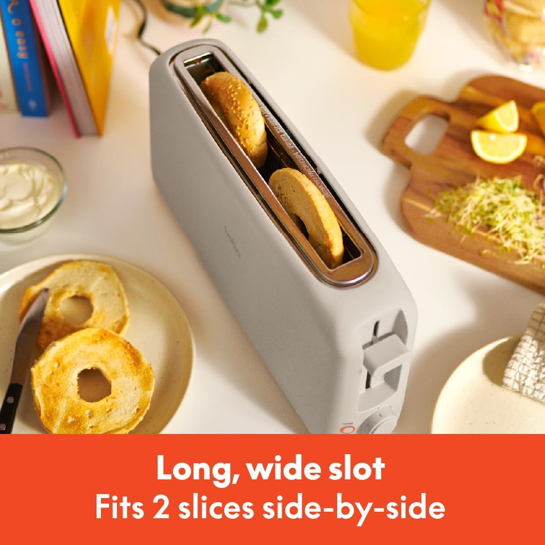 bella 2 Slice Slim Toaster, Fits-anywhere™ Kitchenware, 6 Setting Shade Control with Reheat & Cancel Buttons, Fits sourdough, 10” Long Slot, Anti Jam