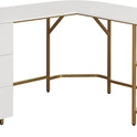 Techni Mobili L Shaped Desk - Two-Toned Computer Desk with Drawers & Storage Shelves - Simple Modern Furniture & Home Office Space Corner Table for