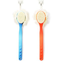 Shower Body Brush with Bristles and Loofah,Back Scrubber Bath Mesh Sponge with Curved Long Handle for Skin Exfoliating Bath, Massage Bristles