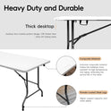 Folding Table 6FT HDPE 6 Foot Foldable Table Portable Banquet Surface Fold-in-Half Desk Utility for Working Meeting Parties, Picnic, Camping