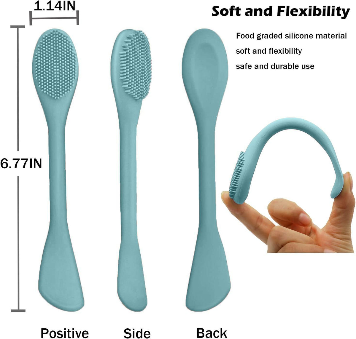Facial Cleansing Brush, 2 in 1 Silicone Face Mask Brush & Face Scrubber, For Exfoliating, Massaging, Remove Blackheads, Makeup Skincare Removal
