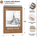 iBayam 9x12 Sketchbook, Spiral Bound Sketch Book for Kids, Teens Adults Artists Beginners, Drawing Supplies Art Supplies,100 Sheets (68lb/100gsm)