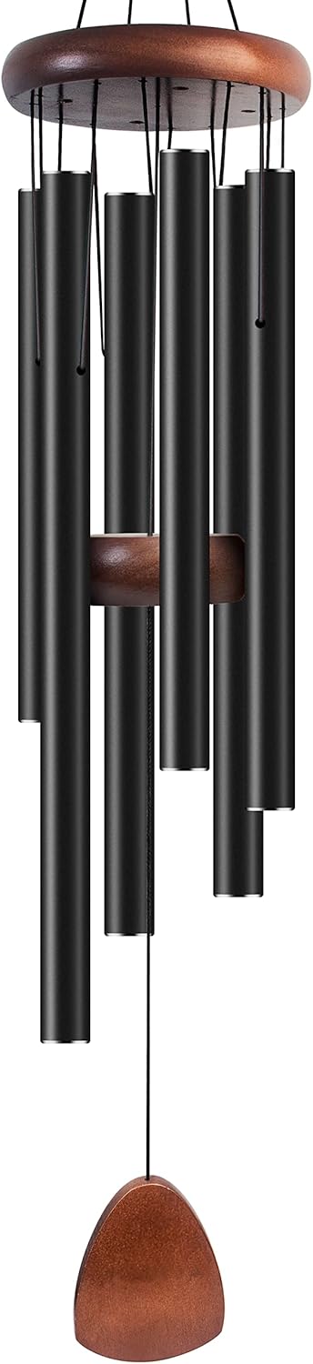 Large Aluminium Wind Chimes 37" to Create a Zen Atmosphere Suitable for Outdoor, Garden, Patio Decoration. Classic Black Wind Chime with Wind Catcher