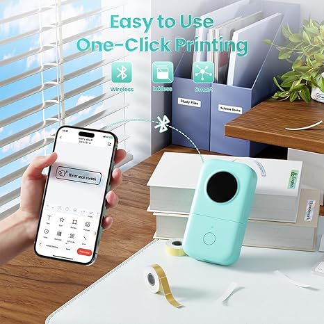 Phomemo Label Maker, D30 Portable Bluetooth Mini Label Printer Machine, Smartphone Handheld Thermal Sticker Small Labeler Multiple Templates Fonts