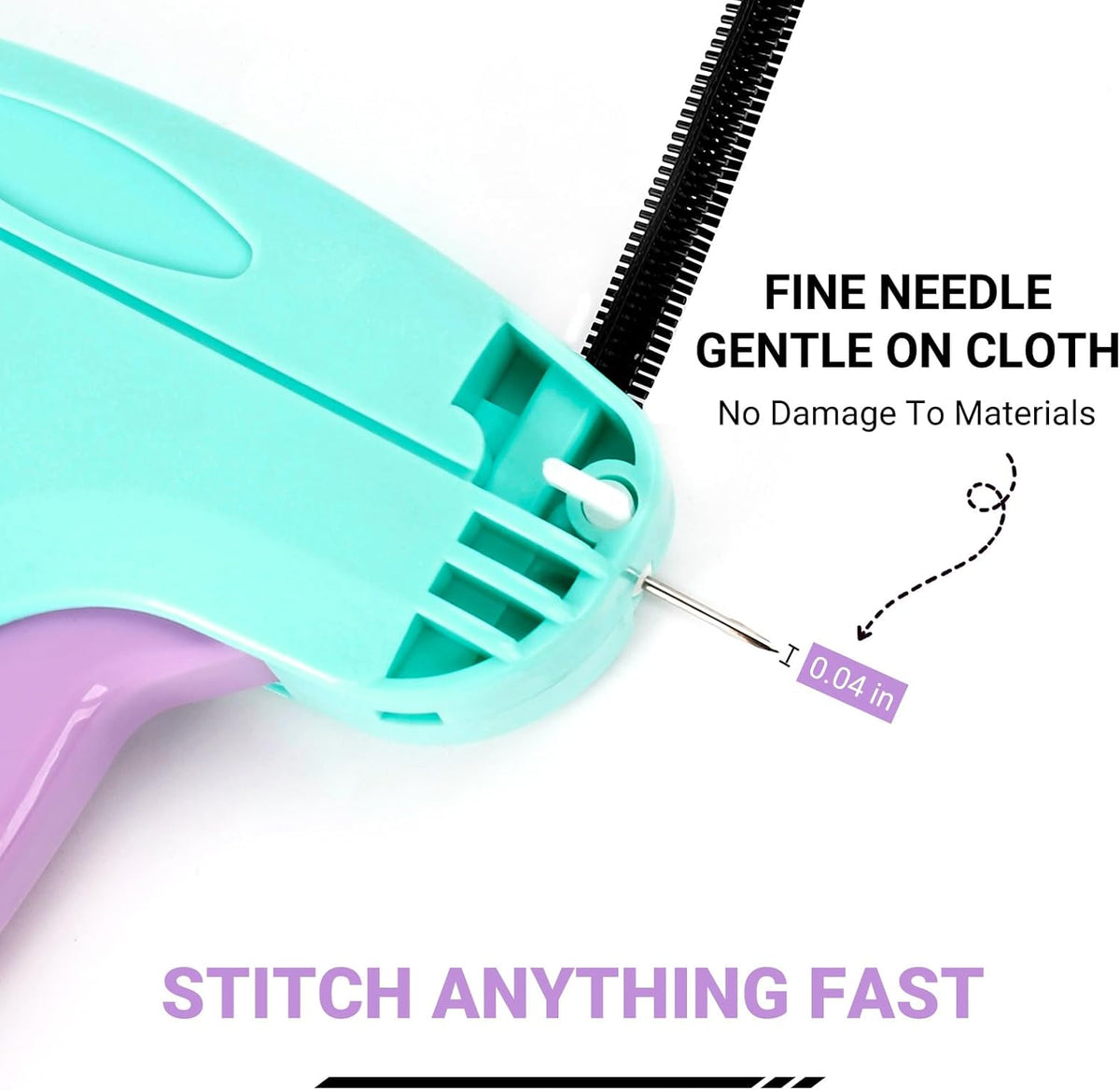 Stitch Gun for Clothes - Handheld Quick Clothing Fixer - Tagging Gun for Clothing, Sewing Kit - Includes 6 Fine Needles, 1000 Black & 1000 White