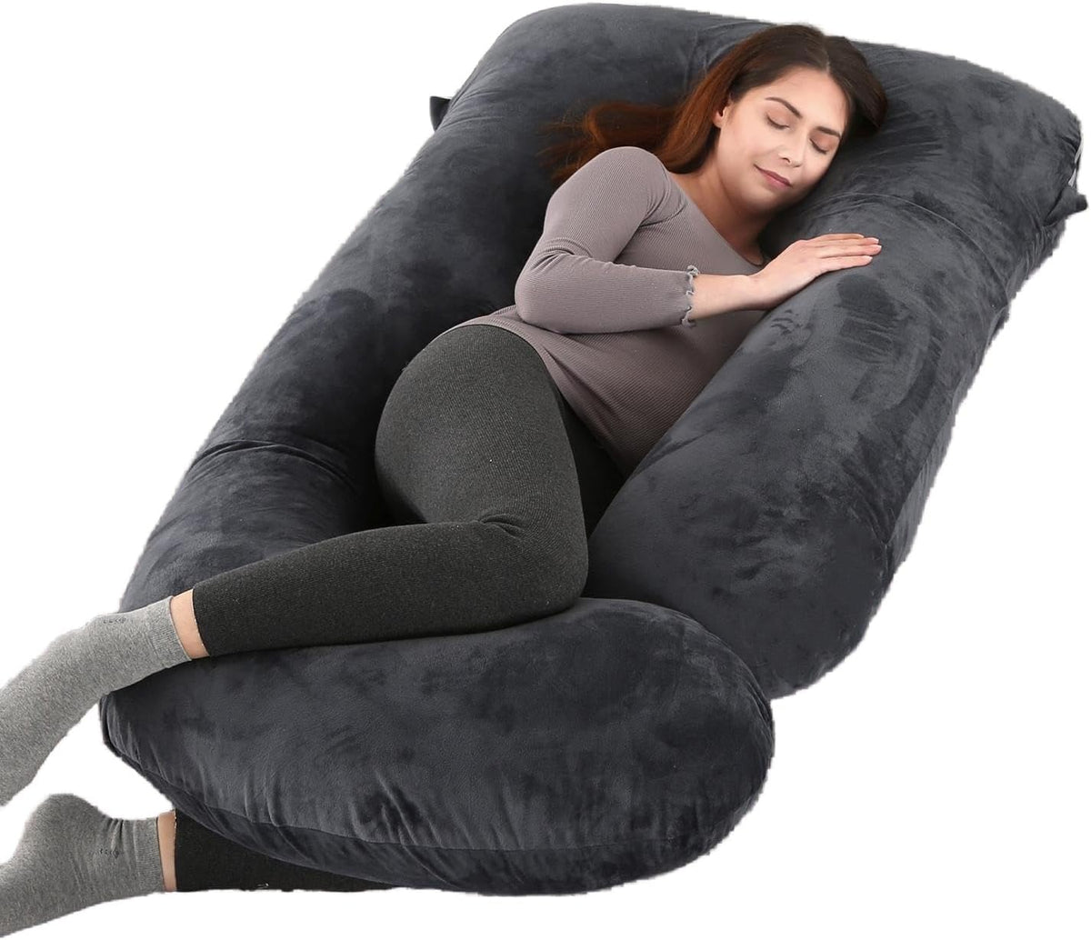 ALLOPERA Pregnancy Pillow, Full Body 57 Inch Maternity Pillow with Removable Washable Cover - Sleep Support for Legs, Back, Neck, Shoulder, HIPS
