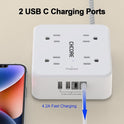 Surge Protector Power Strip - CHCORE 5Ft Braided Extension Cord with 8 Outlets with 4 USB (2 USB C) Charging Ports, Flat Plug Multi Plug Outlet