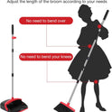 NACENA Broom and Dustpan Set, 52-in Long Adjustable Handle Broom Dustpan Combo with Dustpan Teeth to Automatically Clean Hair Suitable for Home