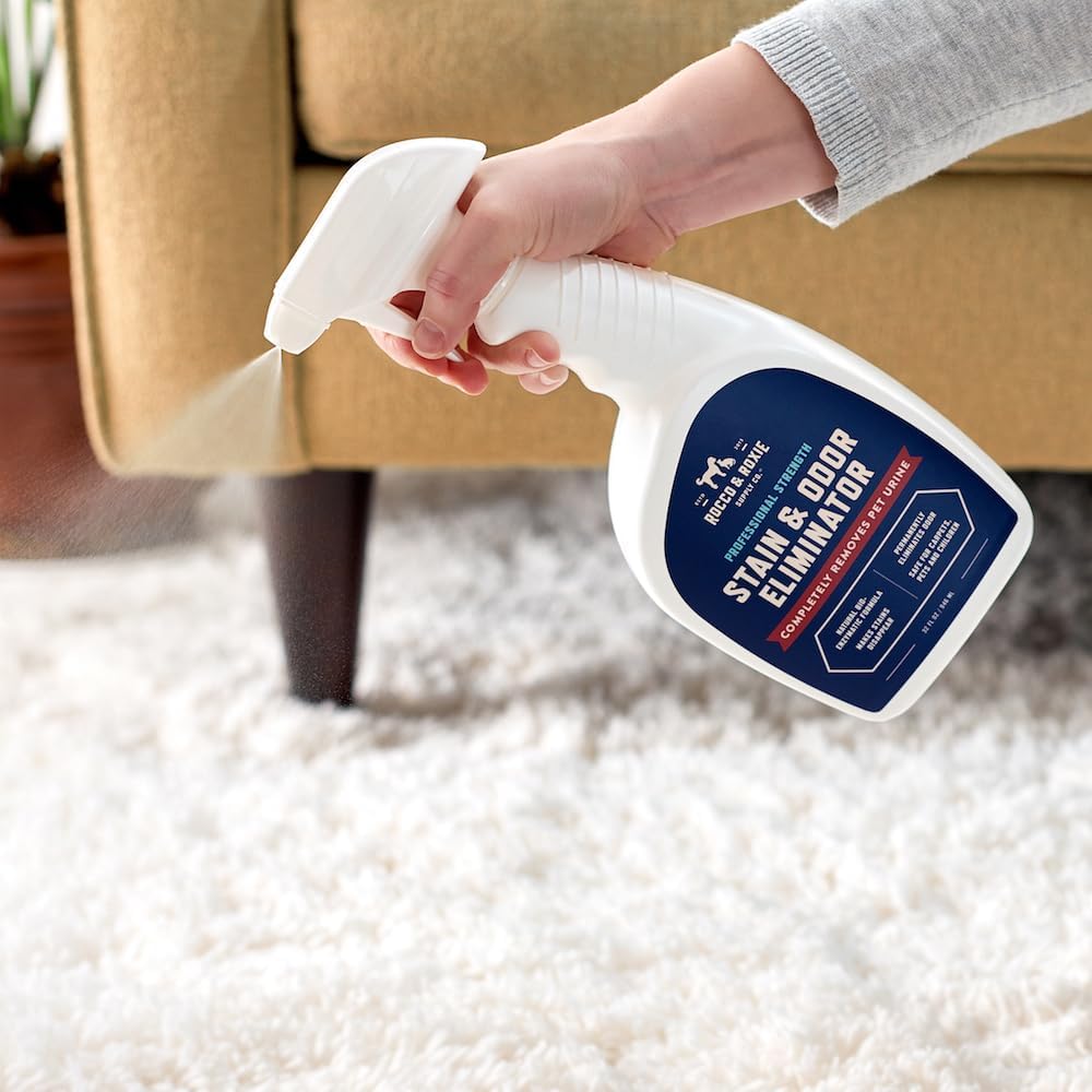 Rocco & Roxie Stain & Odor Eliminator for Strong Odor, 32oz Enzyme Pet Odor Eliminator for Home, Carpet Stain Remover for Cats & Dog Pee, Enzymatic