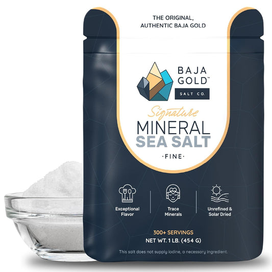 Baja Gold Mineral Sea Salt - Recommended by Gary Brecka - Fine Grind Salt for Cooking & Baking | Natural Baja Salt for Culinary Uses | Great for