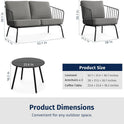 EAST OAK 4-Piece Plaza Patio Furniture Set, Outdoor Furniture for Balcony, Poolside, and Yard, with Thick Cushion Sofa and Coffee Table, Modern Patio