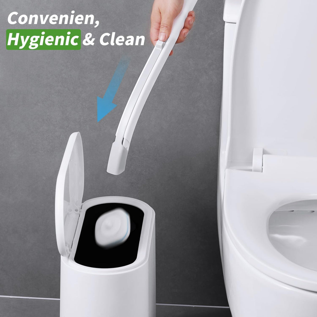 oshang Disposable Toilet Brush - Toilet Bowl Cleaner, Toilet Cleaning Supplies, Toilet Brush with Holder, 14 Refills for Deep Cleaning and Hygienic