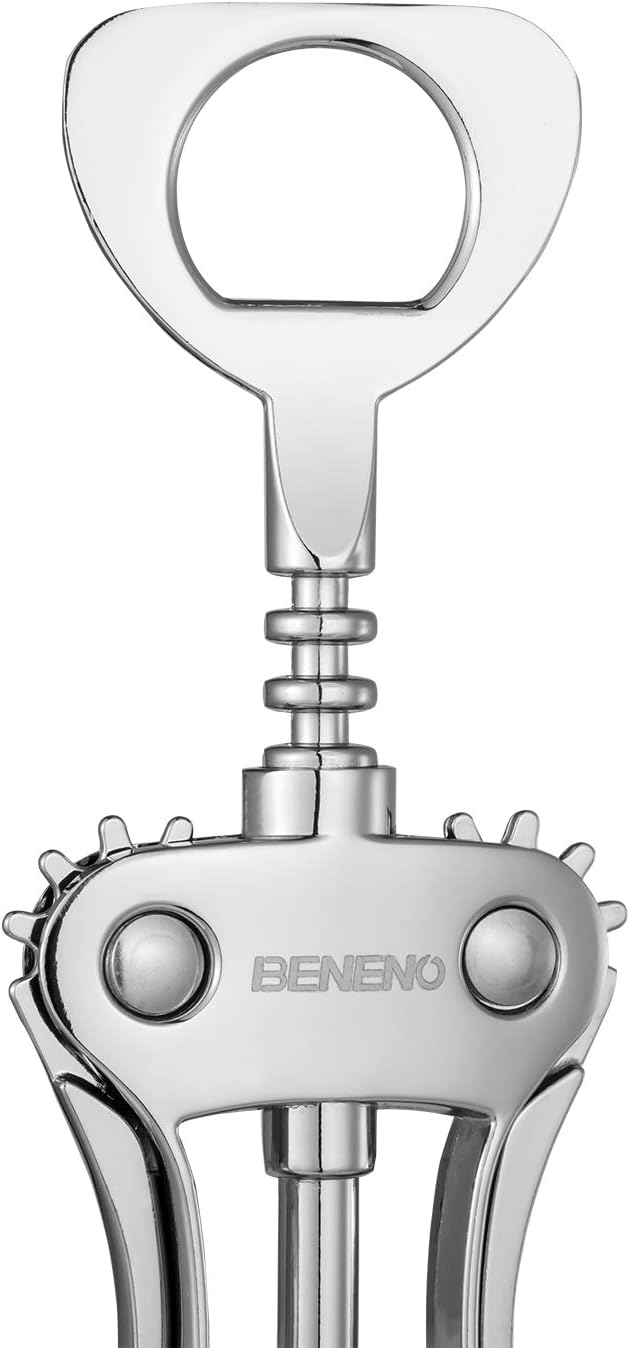 Beneno Wine Opener, Zinc Alloy Premium Wing Corkscrew with Multifunctional Bottles Opener, Sharp Wine Corkscrew with Ergonomic Non-Slip Wing Handle