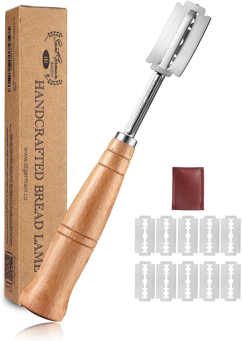 SAINT GERMAIN Premium Hand Crafted Bread Lame for Dough Scoring Knife, Lame Bread Tool for Sourdough Bread Slashing with 10 Blades Included with
