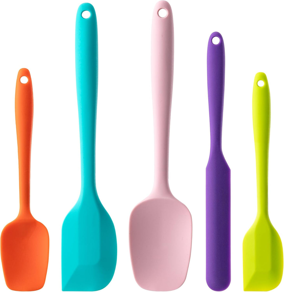 Silicone Spatula Set, 5 Piece Food Grade Rubber Spatulas for Baking, Cooking, and Mixing High Heat Resistant Non Stick Dishwasher Safe BPA-Free