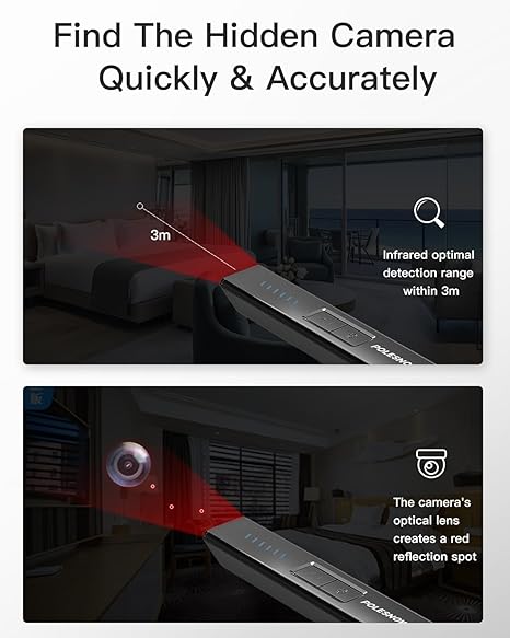 Hidden Camera Detectors, Bug Detector Anti Spy Camera Finder, GPS Tracker Detector Hidden Device Detector 6 Modes for Travel, Car, Bathroom,Office