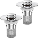 Sink Stopper Hair Catcher,(2PCS) Pop-up Sink Drain Strainer with Removable Stainless Steel Strainer Basket Hair Catcher, Bathroom Sink Strainer for