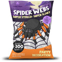 Happy Hippo Halloween Spider Web Decoration, 200 Sqare Feet & Plastic Spiders, Halloween Party Supplies, Spider Webs (Small, 200 Sq Feet) (8 Fake