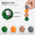 Fidget Toys Adults – 4PCS Magnetic Silicone Stress Balls for Anxiety, Focus & ADHD Relief, Textured Sensory Desk Gadgets, Stocking Stuffers or White