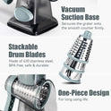 KEOUKE Rotary Cheese Grater Hand Crank Transparent - Shredder Slicer Grinder 3 Stainless Steel Blades, Stable Suction, Labor-Saving Handle, Safe