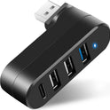 VIENON 4-Port USB 3.0 Hub [90°/180° Degree Rotatable], USB Splitter with PD-in 5W USB C Port, USB Extender for Laptop, Car, iMac, MacBook Air