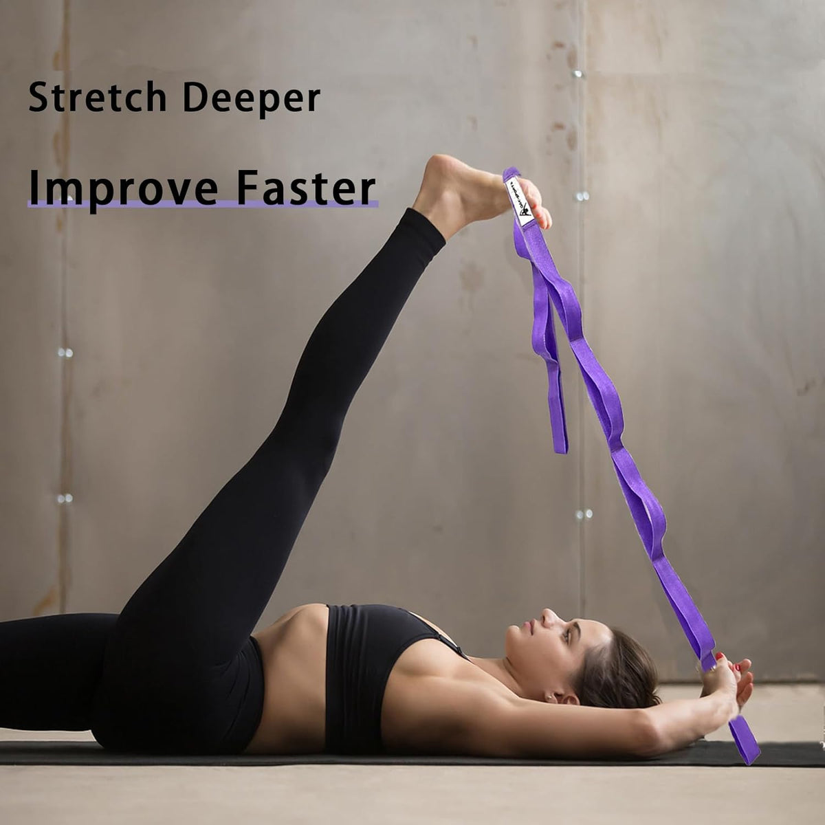 Stretching Strap Yoga Strap with Loops, Stretch Straps for Physical Therapy, Non-Elastic Exercise Strap for Pilates, Dance and Gymnastics with
