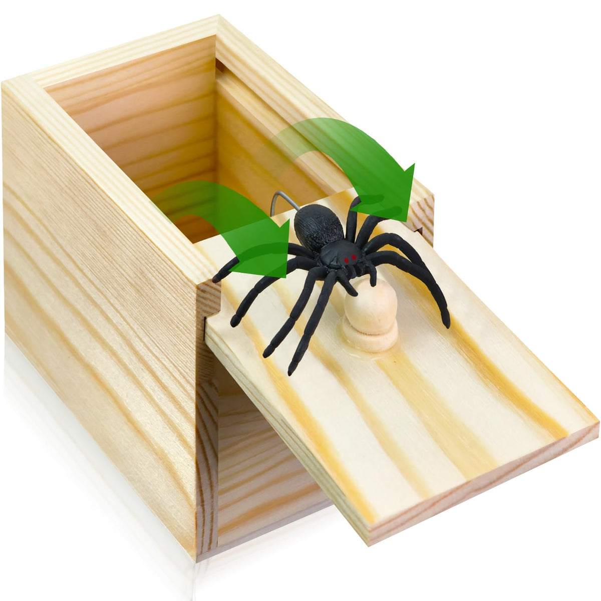 PARNIXS Surprise Spider Prank Box，Handcrafted Spider in a Box Stocking Stuffers,New Year's Surprise Toy and Gag Gift Practical Joke for Adults Men