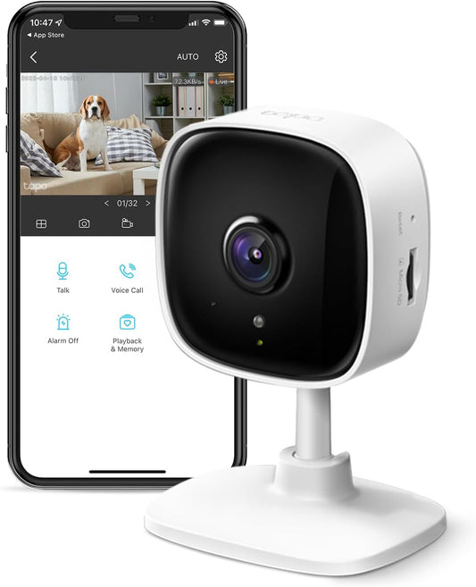 TP-Link Tapo 1080P Indoor Security Camera for Baby Monitor, Dog Camera w/Motion Detection, 2-Way Audio Siren, Night Vision, Cloud & SD Card Storage