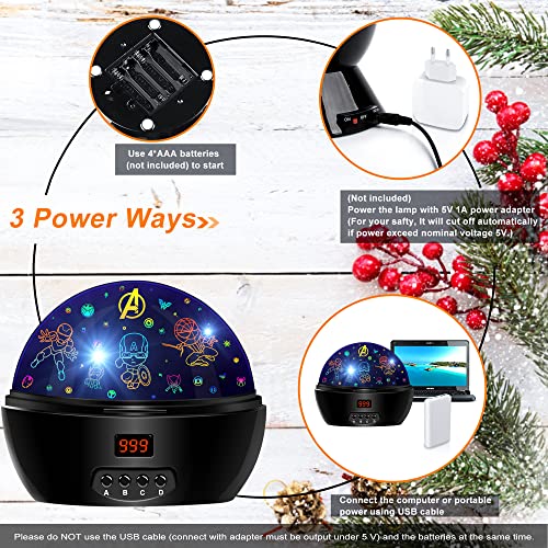MOKOQI Kid Light Projector Superhero Toys for Boys 5-7 Avengers Night Light Projector with Timer for Kids Room, 360 Degree Rotation Toddler